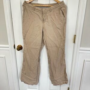 BANANA REPUBLIC Size 8 Flax Tan 100% Linen Straight Khaki Preppy Vacation Office